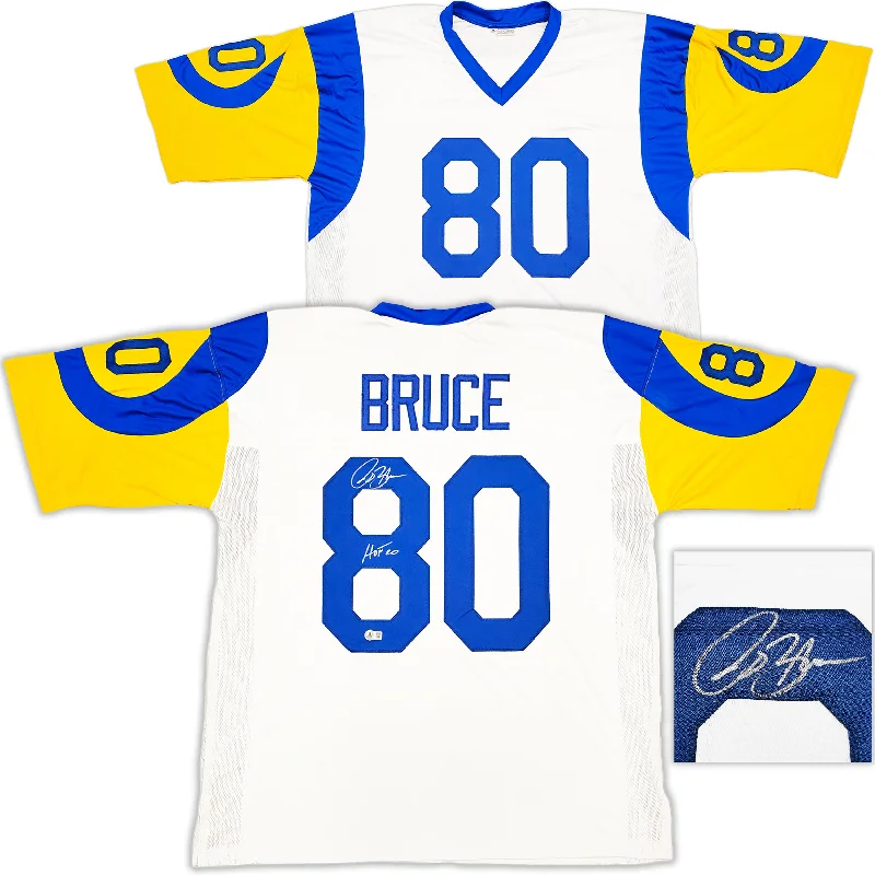 St. Louis Rams Isaac Bruce Autographed White Jersey "HOF 20" Beckett BAS Witness