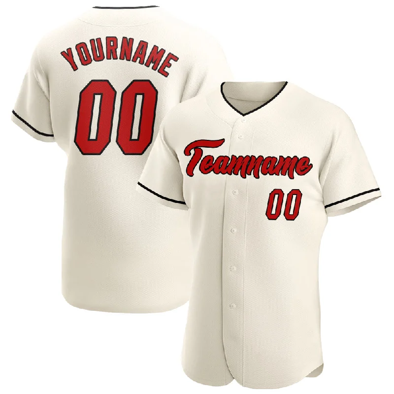 Custom Cream Red-Black Authentic Baseball Jersey