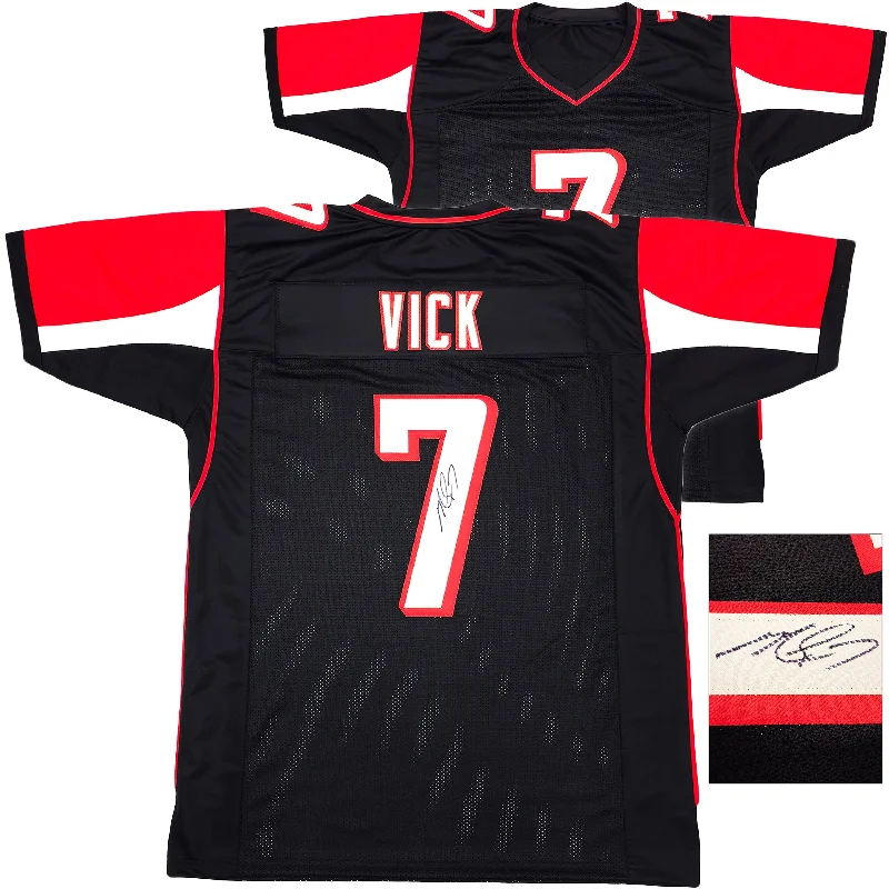 Atlanta Falcons Michael Vick Autographed Black Jersey Beckett BAS Witness