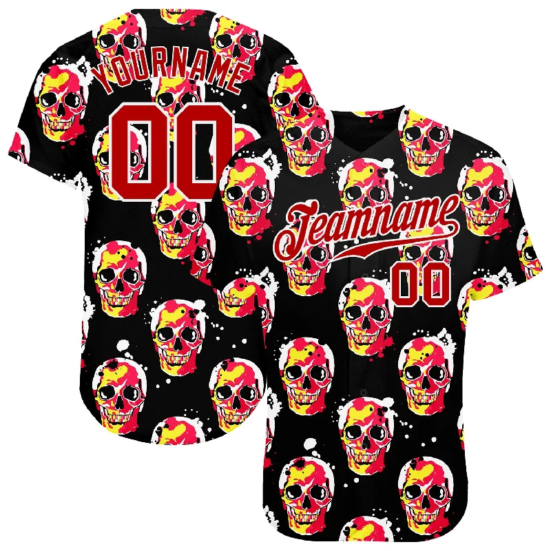 Custom 3D Pattern Halloween Skulls Authentic Baseball Jersey