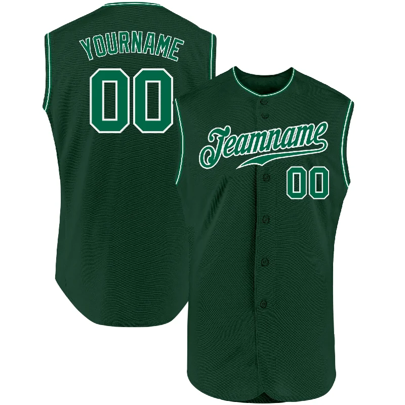 Custom Green Kelly Green-White Authentic Sleeveless Baseball Jersey