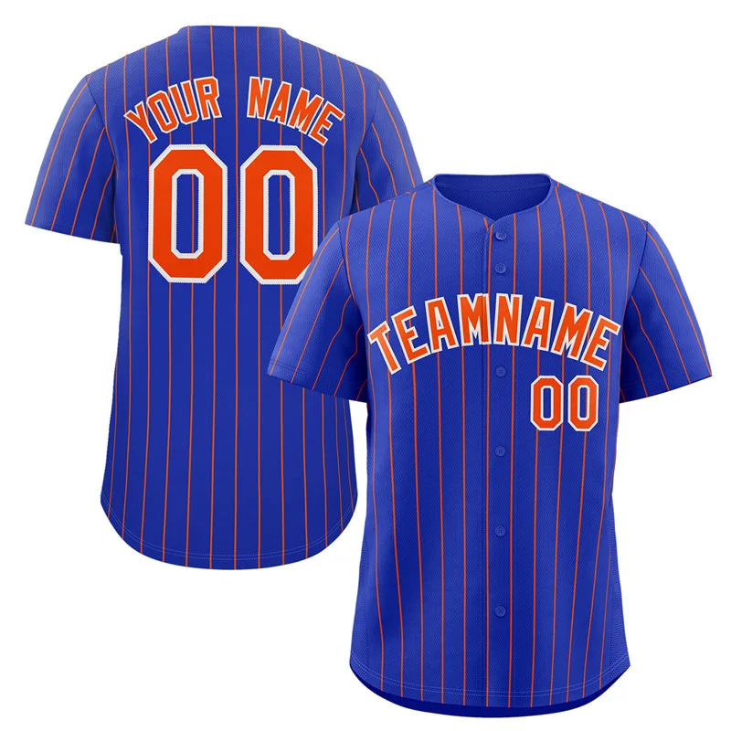 Custom Royal Orange-White Stripe Fashion Authentic Baseball Jersey