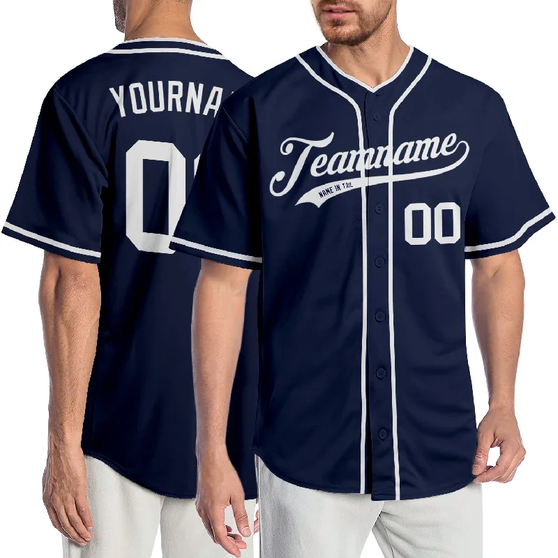 Custom Navy White Authentic Baseball Jersey