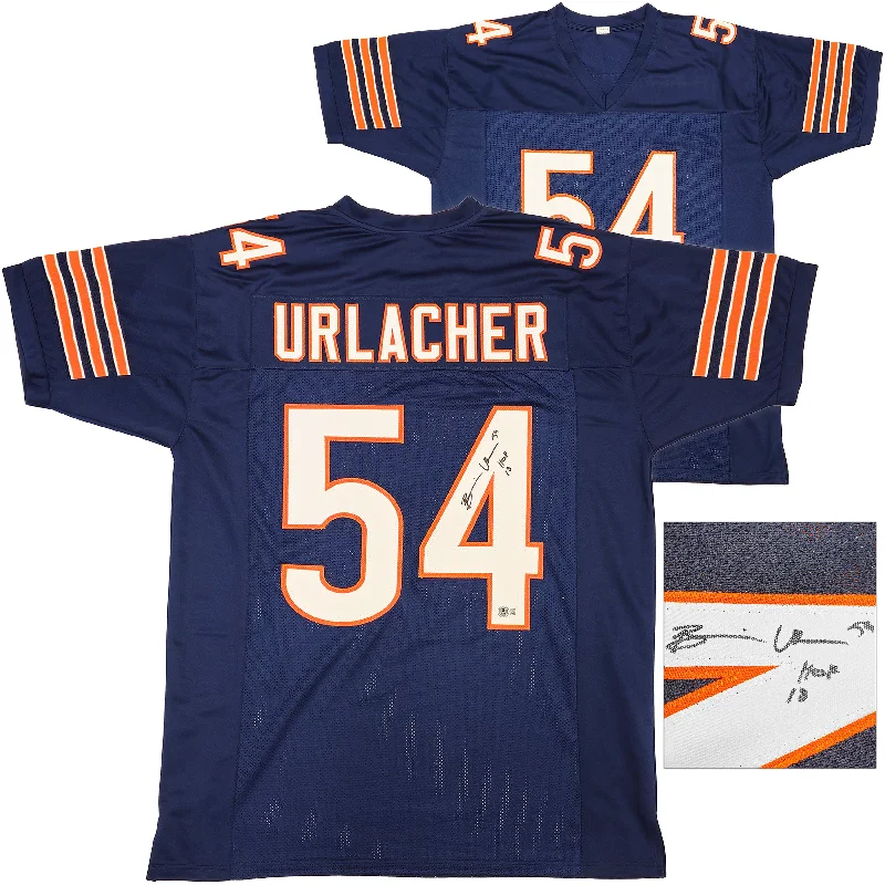 Chicago Bears Brian Urlacher Autographed Blue Jersey "HOF 18" Beckett BAS Witness