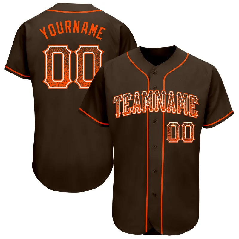 Custom Brown Orange-White Authentic Drift Fashion Baseball Jersey