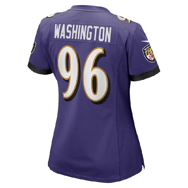 B.Ravens #96 Broderick Washington Purple Game Jersey Stitched American Football Jerseys