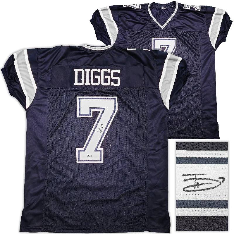 Dallas Cowboys Trevon Diggs Autographed Blue Jersey Beckett BAS QR