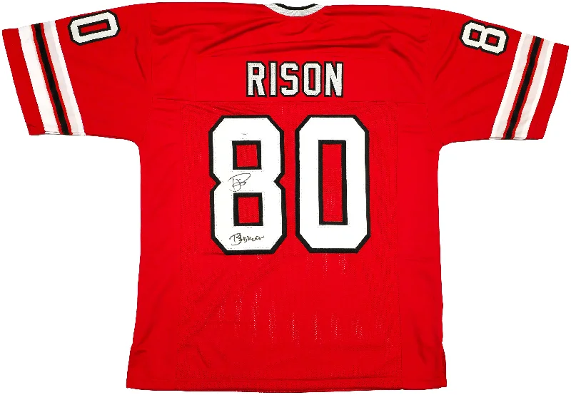 Atlanta Falcons Andre Rison Autographed Red Jersey "Bad Moon" JSA