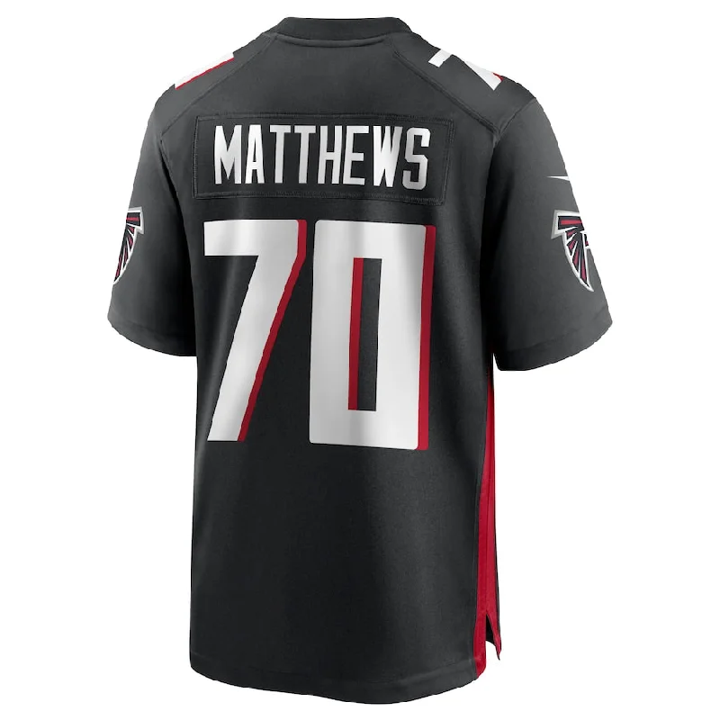 A.Falcons #70 Jake Matthews Black Game Jersey Stitched American Football Jerseys