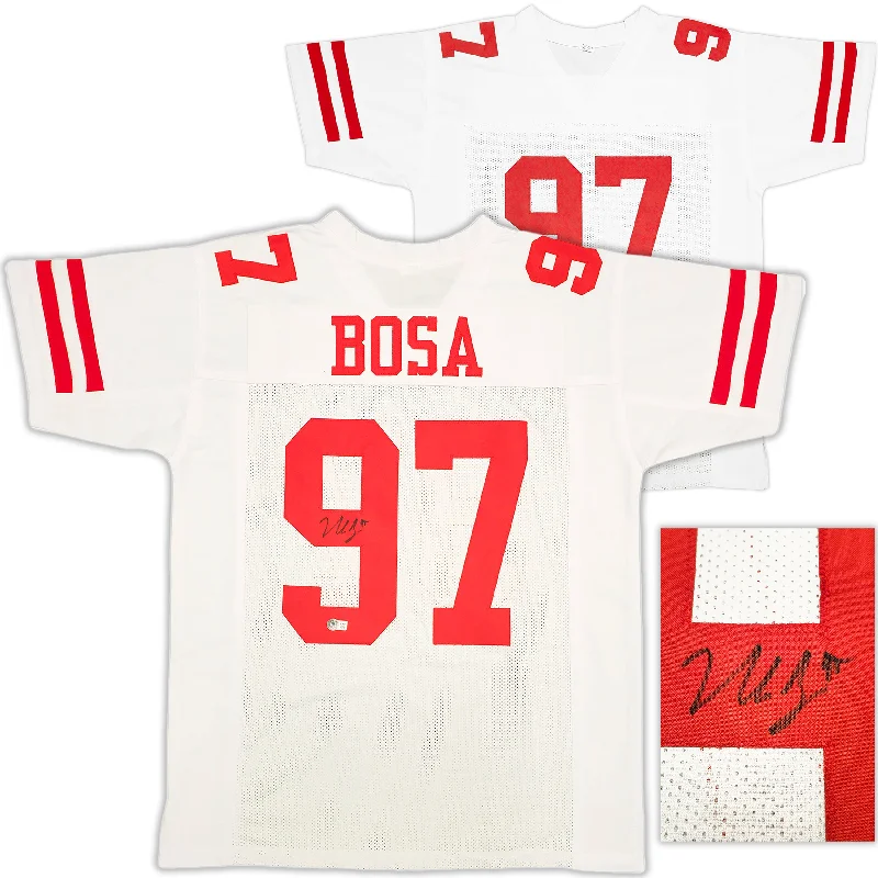 San Francisco 49ers Nick Bosa Autographed White Jersey Beckett BAS Witness