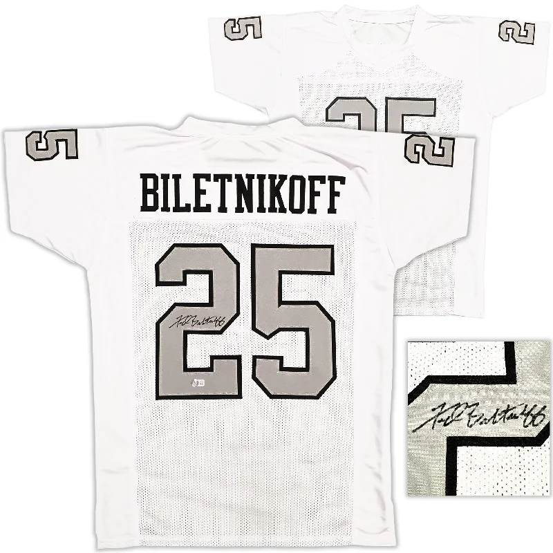 Oakland Raiders Fred Biletnikoff Autographed White Jersey Beckett BAS Witness