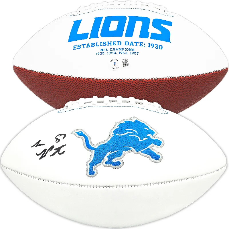 Sam LaPorta Autographed Detroit Lions White Logo Football Beckett BAS Witness