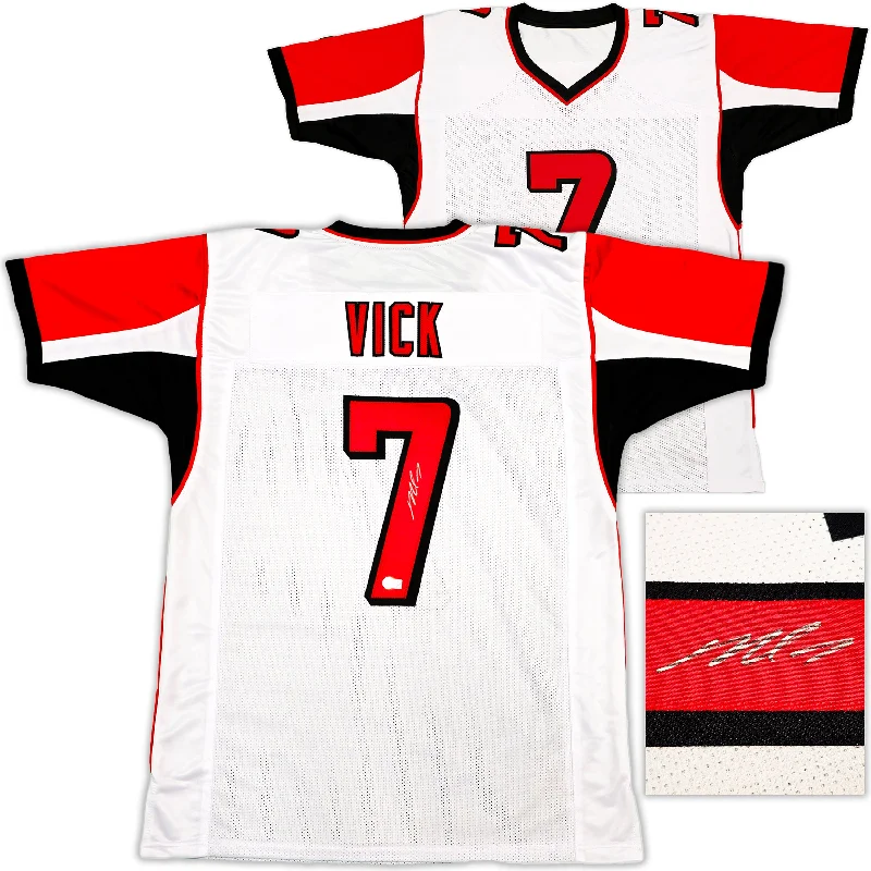 Atlanta Falcons Michael Vick Autographed White Jersey Beckett BAS Witness