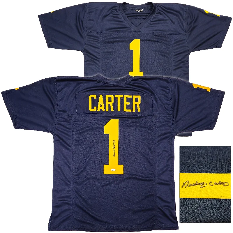 Michigan Wolverines Anthony Carter Autographed Blue Jersey JSA