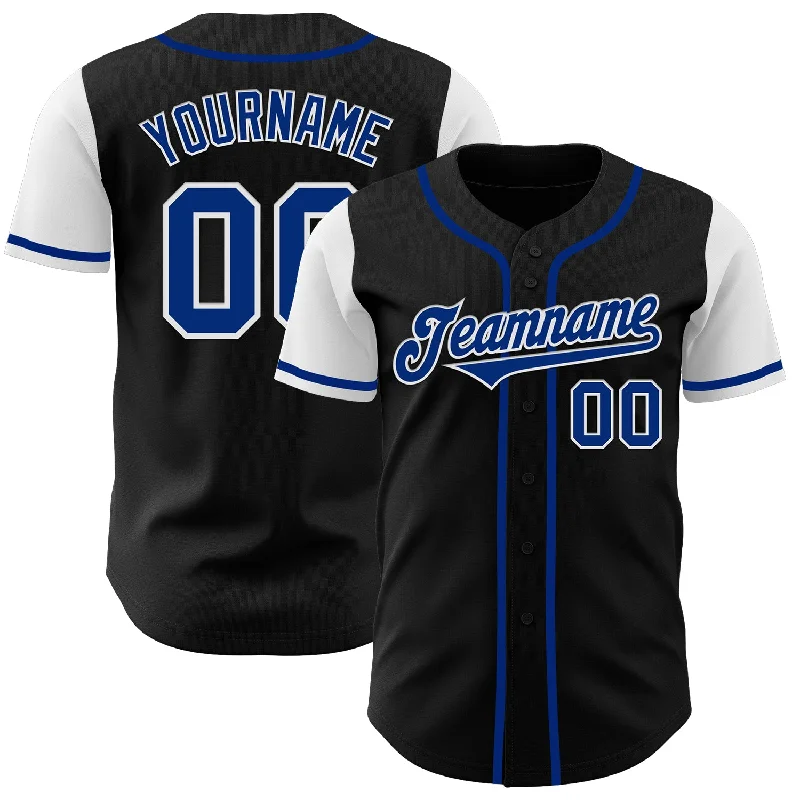 Custom Black Royal-White Authentic Two Tone Baseball Jersey