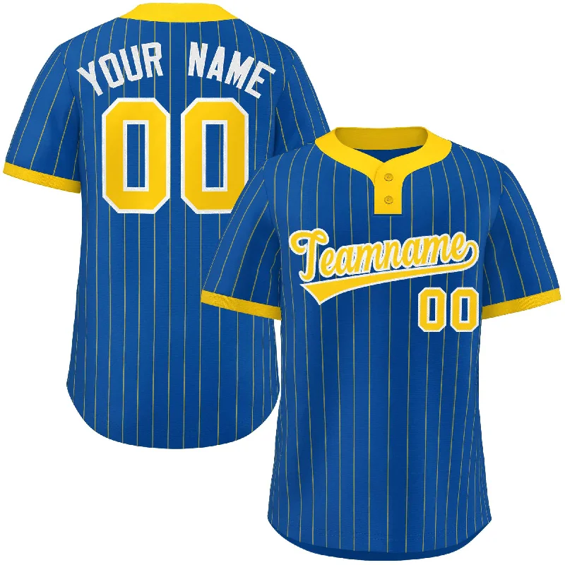 Custom Royal Gold Stripe Fashion Authentic Two-Button Baseball Jersey