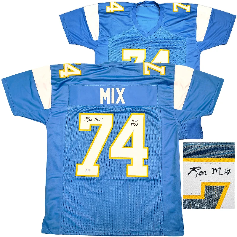 San Diego Chargers Ron Mix Autographed Blue Jersey "HOF 1979" Beckett BAS Witness