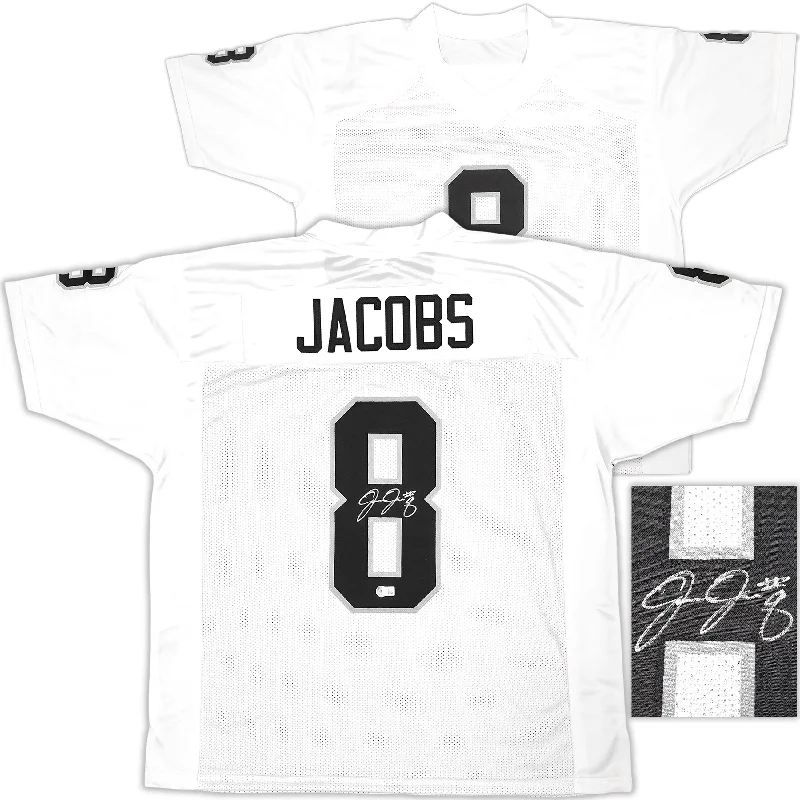 Las Vegas Raiders Josh Jacobs Autographed White Jersey Beckett BAS Witness