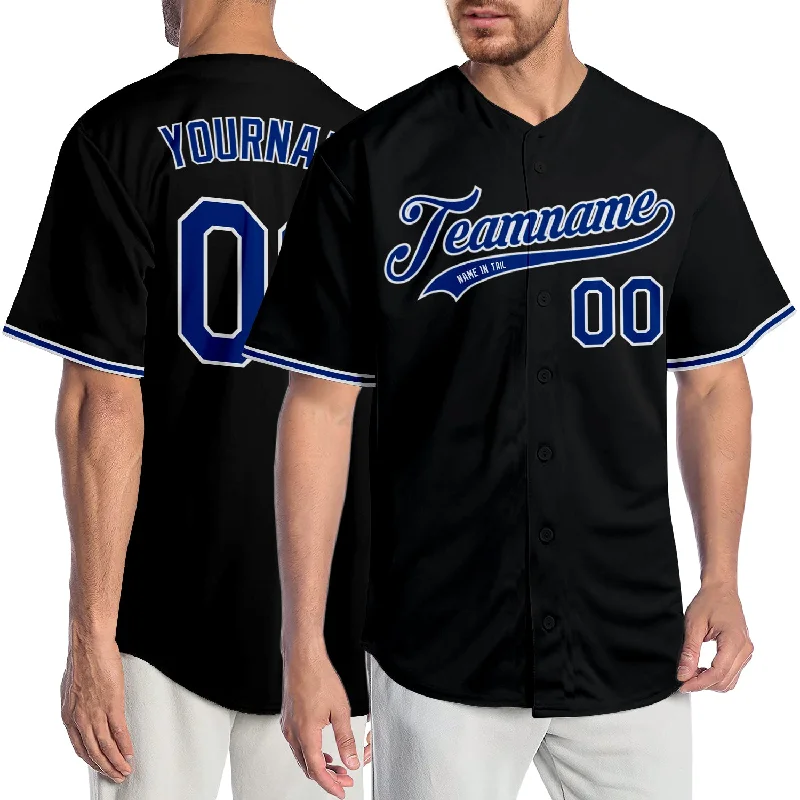 Custom Black Royal-White Authentic Baseball Jersey