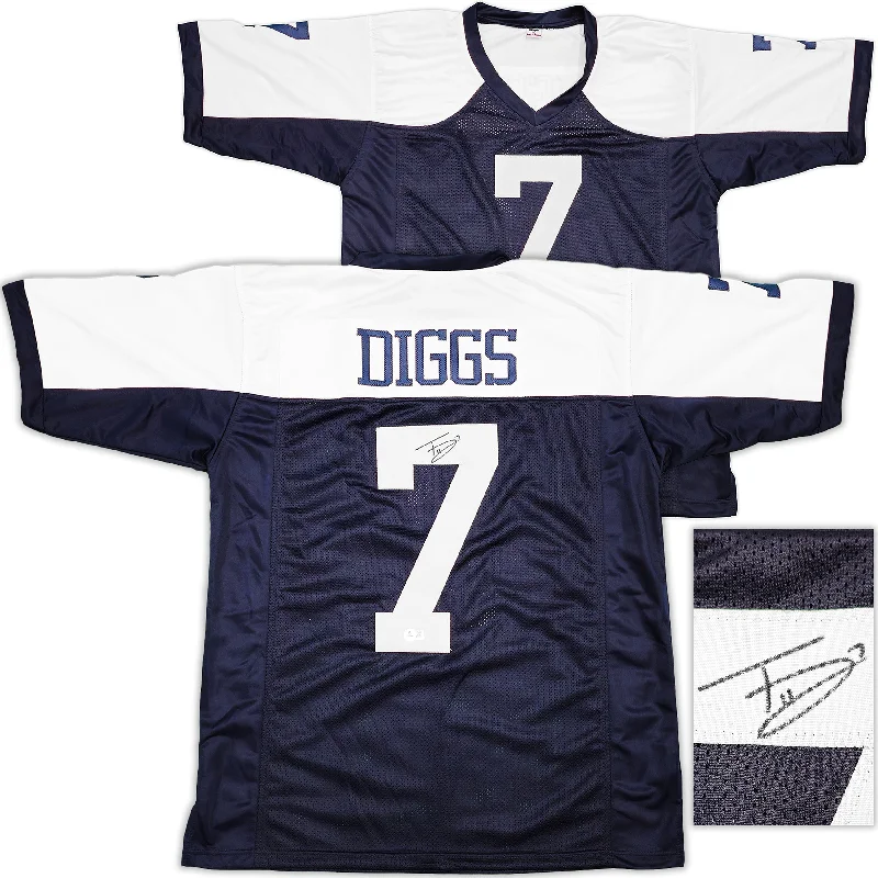 Dallas Cowboys Trevon Diggs Autographed Blue & White Jersey Beckett BAS QR