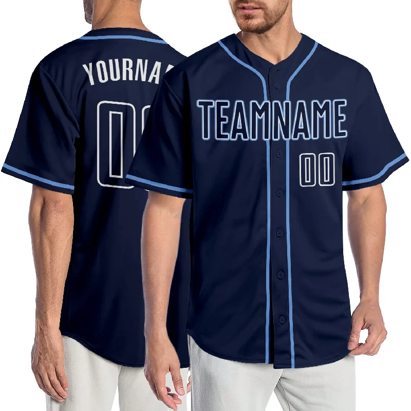 Custom Navy Navy-Light Blue Authentic Baseball Jersey