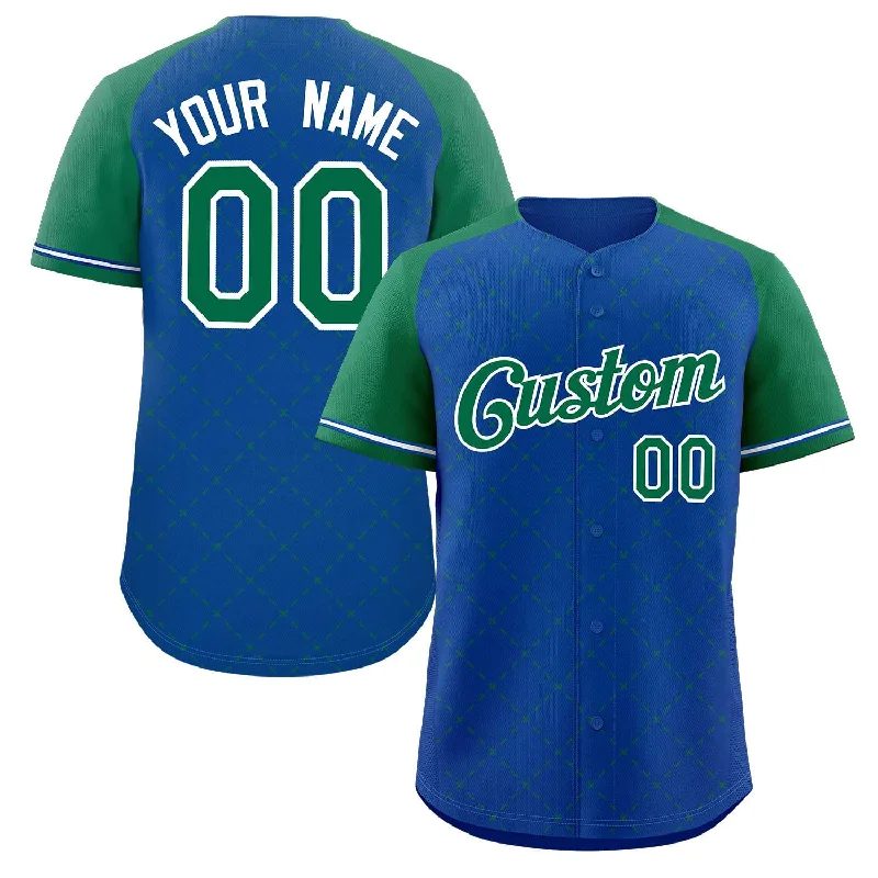 Custom Royal Kelly Green-White Rhombus Authentic Baseball Jersey