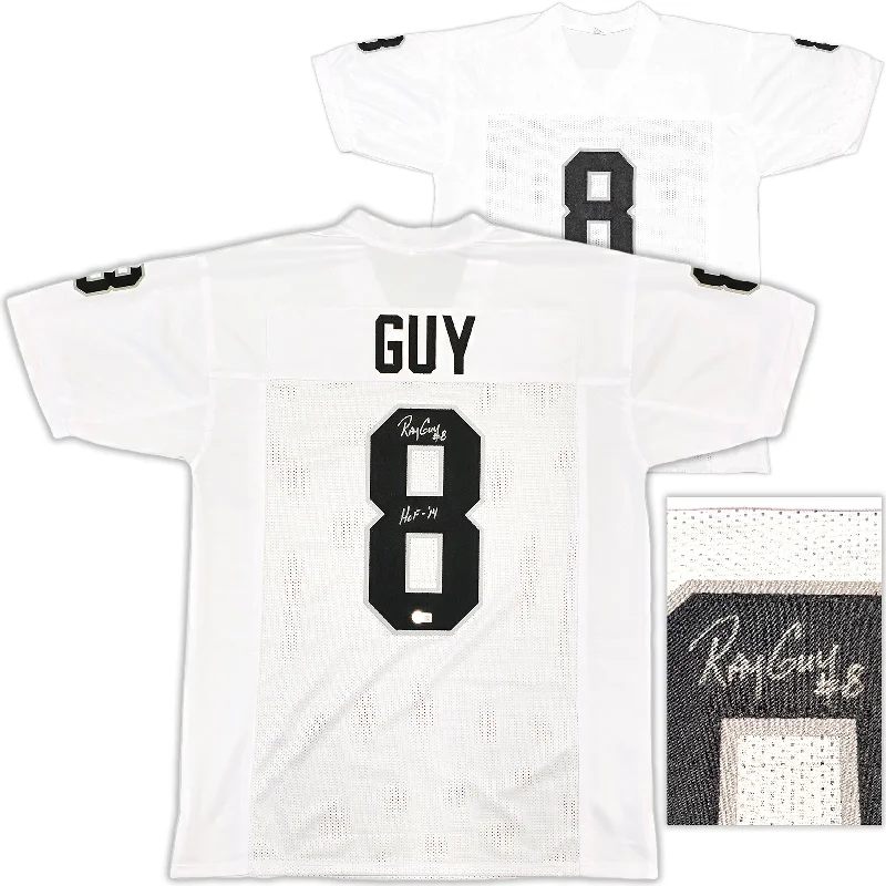 Oakland Raiders Ray Guy Autographed White Jersey "HOF-'14" Beckett BAS QR