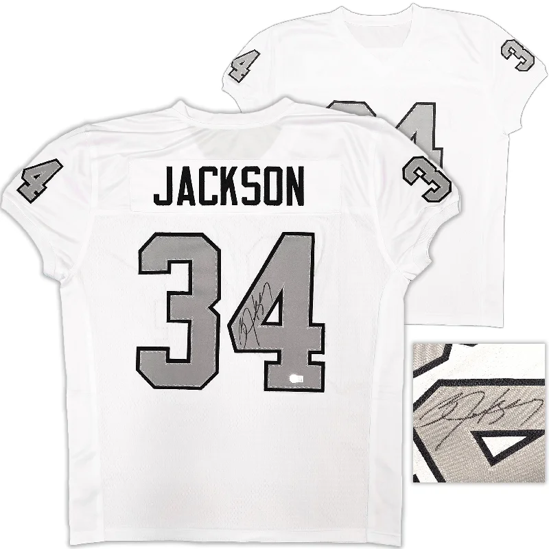 Oakland Raiders Bo Jackson Autographed White Pro Cut Jersey Beckett BAS Witness