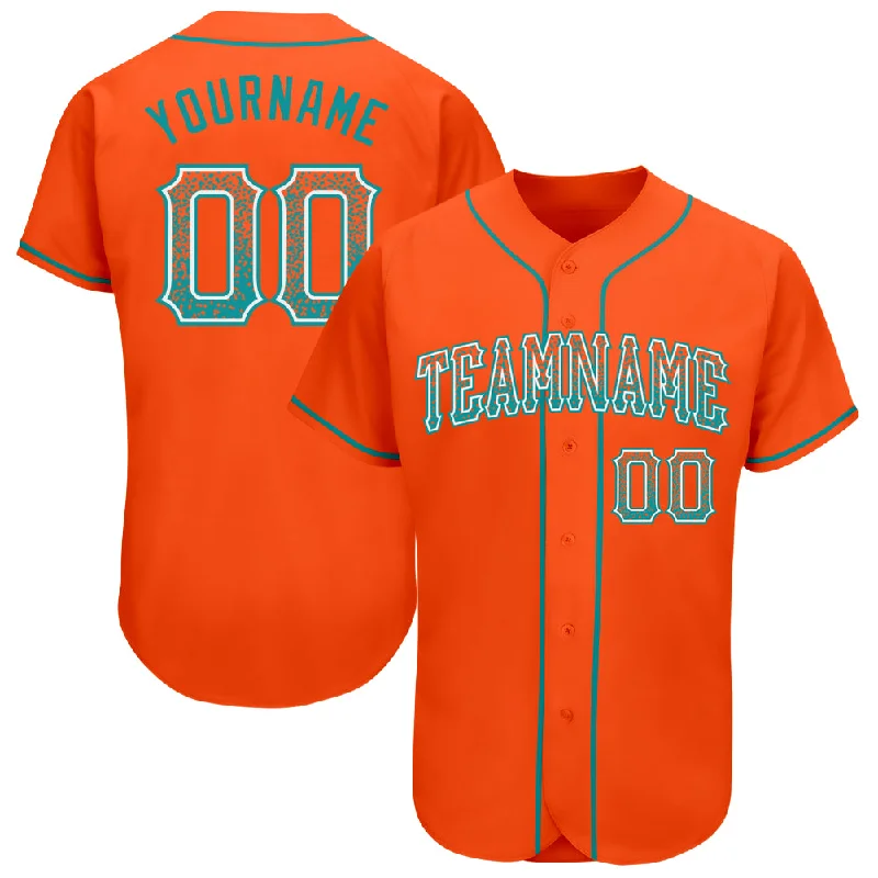 Custom Orange Teal-White Authentic Drift Fashion Baseball Jersey