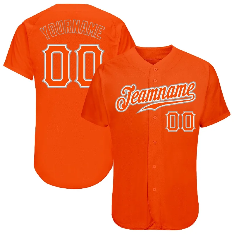 Custom Orange Orange-Gray Authentic Baseball Jersey