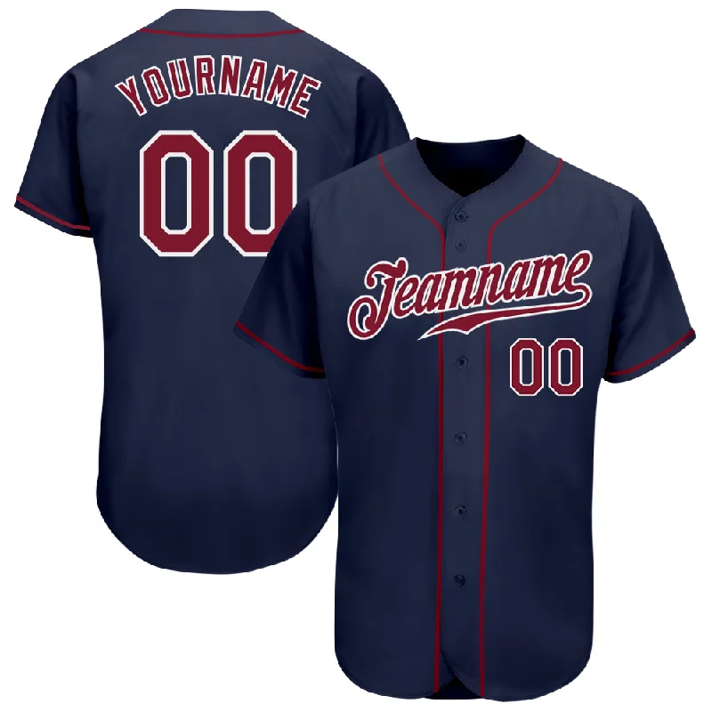 Custom Navy Crimson-White Authentic Baseball Jersey