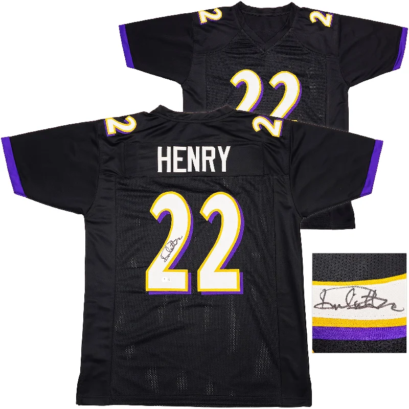 Baltimore Ravens Derrick Henry Autographed Black Jersey Beckett BAS Witness