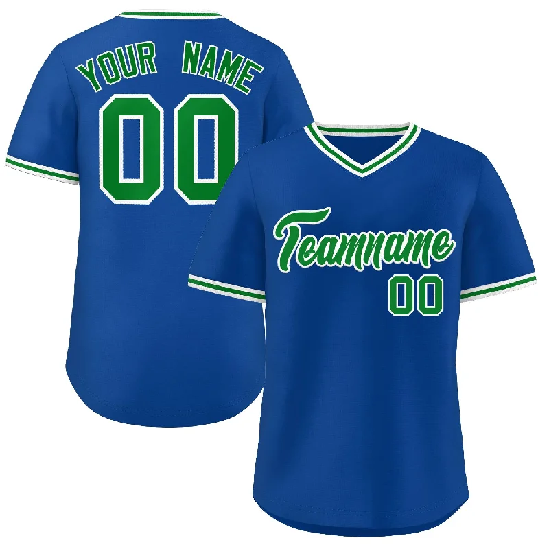 Custom Royal Green Classic Style V-Neck Authentic Pullover Baseball Jersey