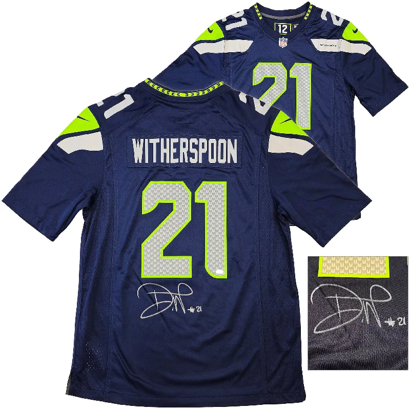 Seattle Seahawks Devon Witherspoon Autographed Blue Nike Jersey Size L MCS Holo