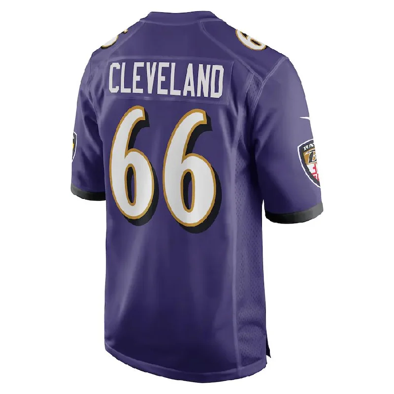 B.Ravens #66 Ben Cleveland Purple Game Jersey Stitched American Football Jerseys