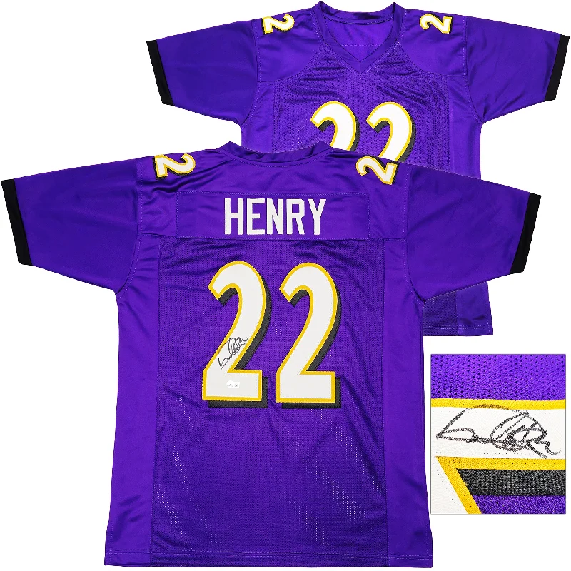 Baltimore Ravens Derrick Henry Autographed Purple Jersey Beckett BAS Witness