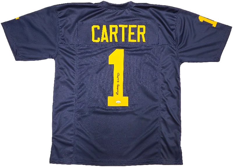 Michigan Wolverines Anthony Carter Autographed Blue Jersey JSA