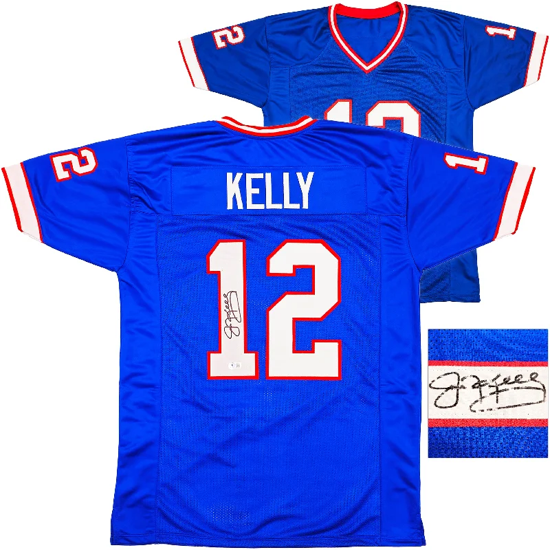 Buffalo Bills Jim Kelly Autographed Blue Jersey Beckett BAS Witness