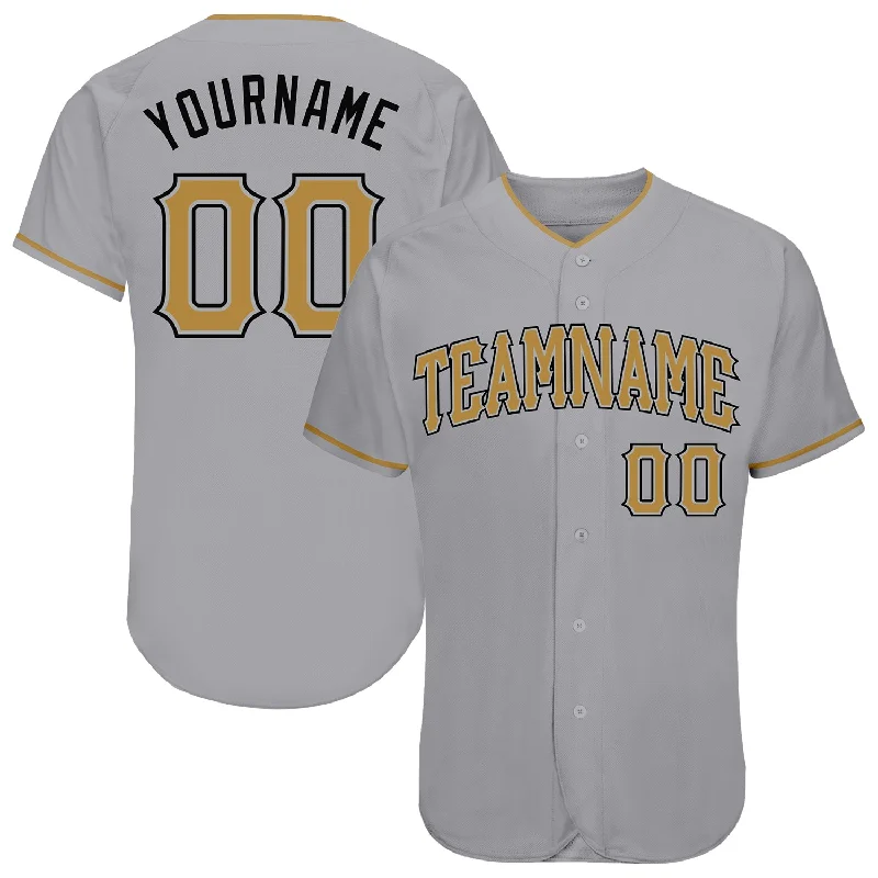 Custom Gray Old Gold-Black Authentic Baseball Jersey