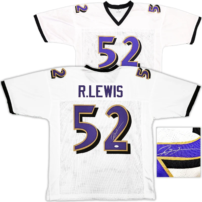 Baltimore Ravens Ray Lewis Autographed White Football Jersey JSA