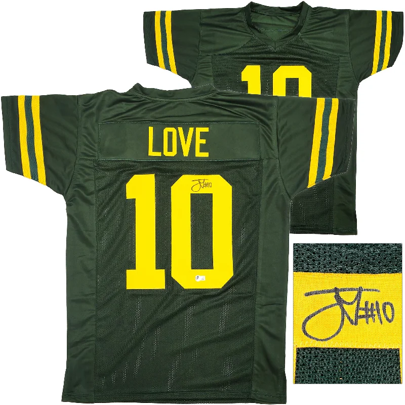 Green Bay Packers Jordan Love Autographed Green Throwback Jersey Beckett BAS Witness