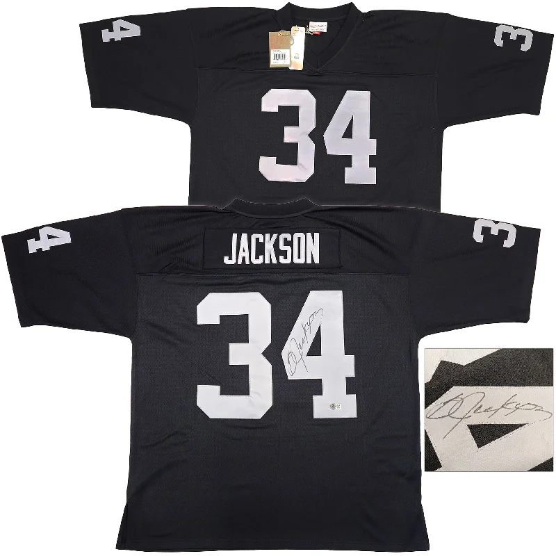 Oakland Raiders Bo Jackson Autographed Black Authentic Mitchell & Ness 1988 Throwback Jersey Size XXL Beckett BAS Witness