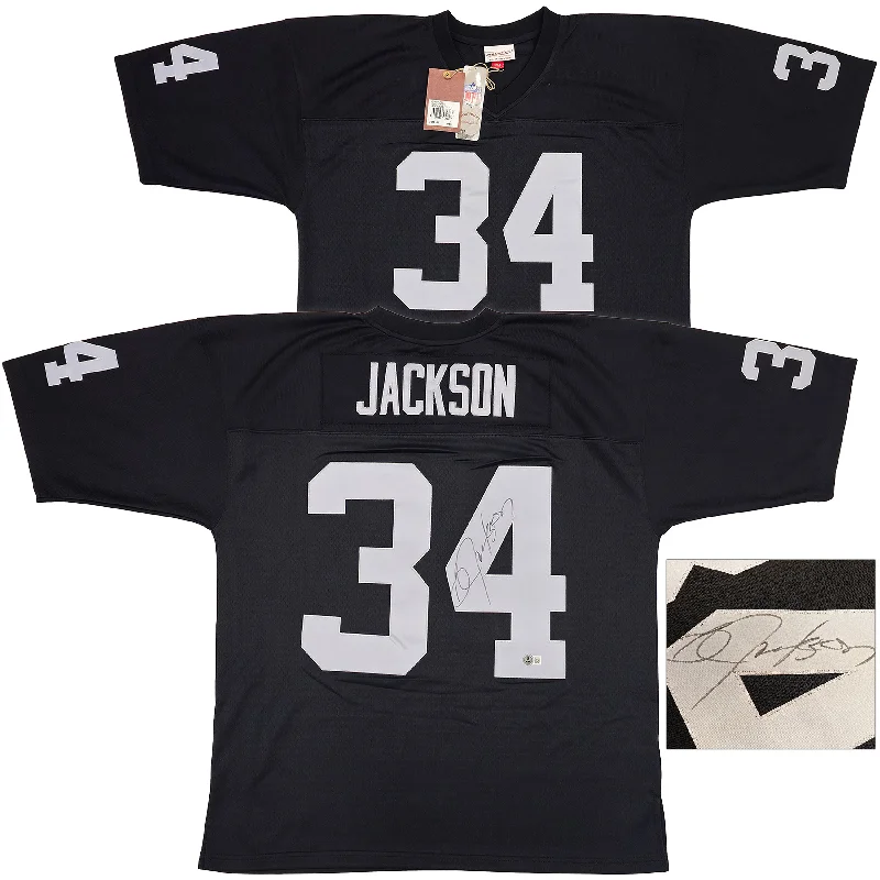 Oakland Raiders Bo Jackson Autographed Black Authentic Mitchell & Ness 1988 Throwback Jersey Size XL Beckett BAS Witness