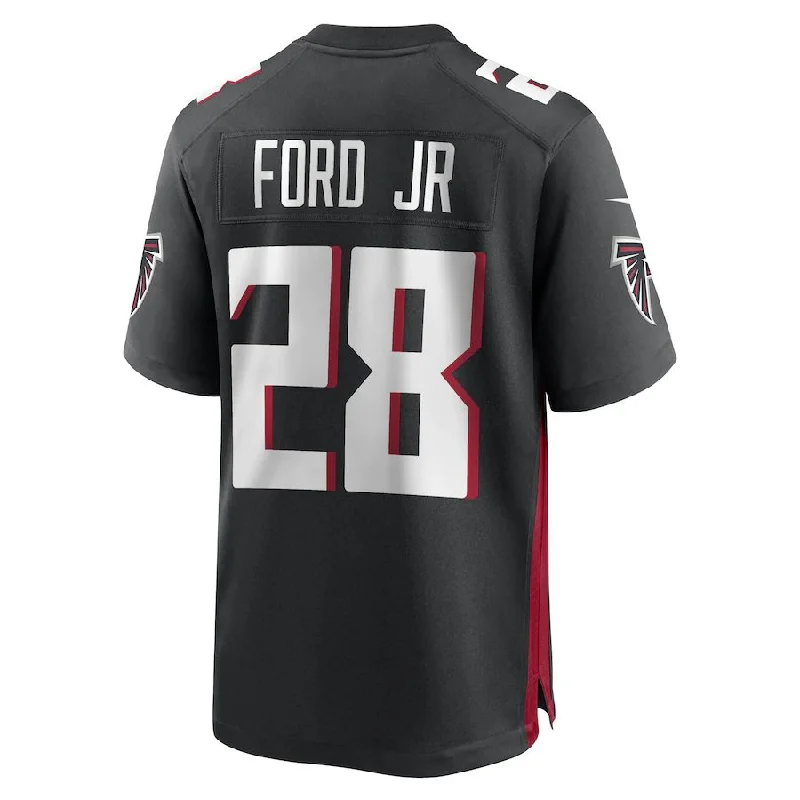 A.Falcons #28 Mike Ford Black Game Player Jersey Stitched American Football Jerseys