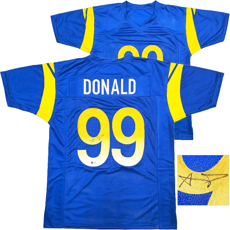 Los Angeles Rams Aaron Donald Autographed Blue Jersey Beckett BAS Witness