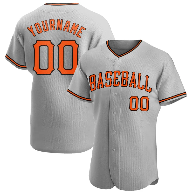 Custom Gray Orange-Black Authentic Baseball Jersey