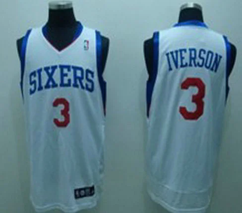 Sixers 3 Iverson White Basketball Jerseys