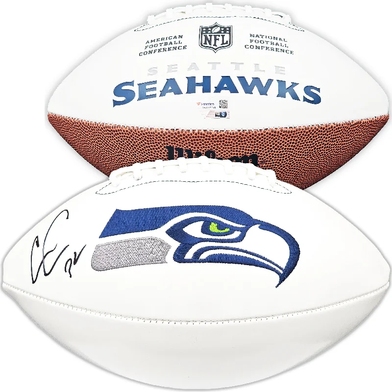 Chris Carson Autographed Seattle Seahawks White Logo Football Fanatics Holo Stock #215882