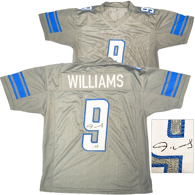 Detroit Lions Jameson Williams Autographed Gray Jersey Beckett BAS Witness