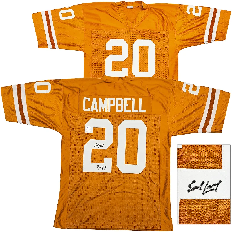 Texas Longhorns Earl Campbell Autographed Orange Jersey "HT 77" JSA